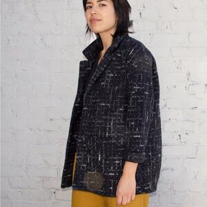 Relaxed Black Textured Blazer Jacket